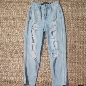 Hollister Light Blue Ripped Ankle Jeans
